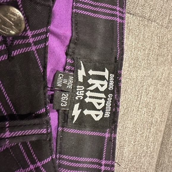 Tripp NYC Black and Purple Plaid Chinos - Picture 2 of 10